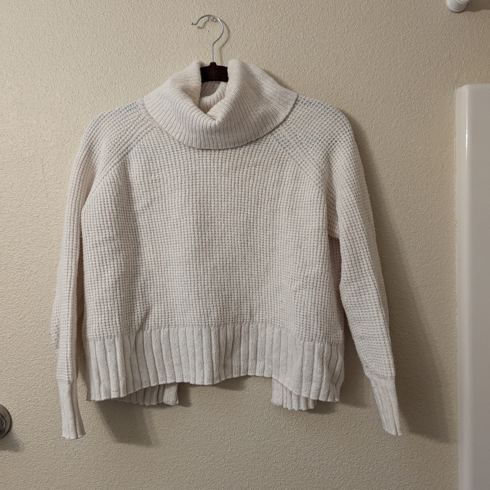 Madewell White Turtleneck Open-back Sweater